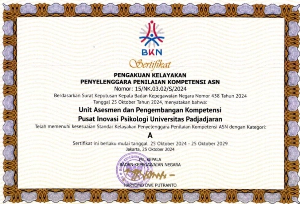 Sertifikat Pengakuan Kelayakan Penyelenggara Penilaian Kompetensi ASN PIP Unpad.jpg
